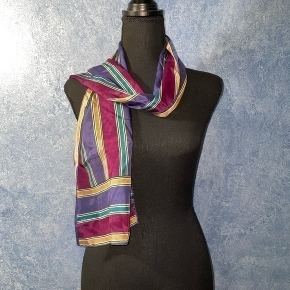 Liz Claiborne Silk Striped Red Scarf